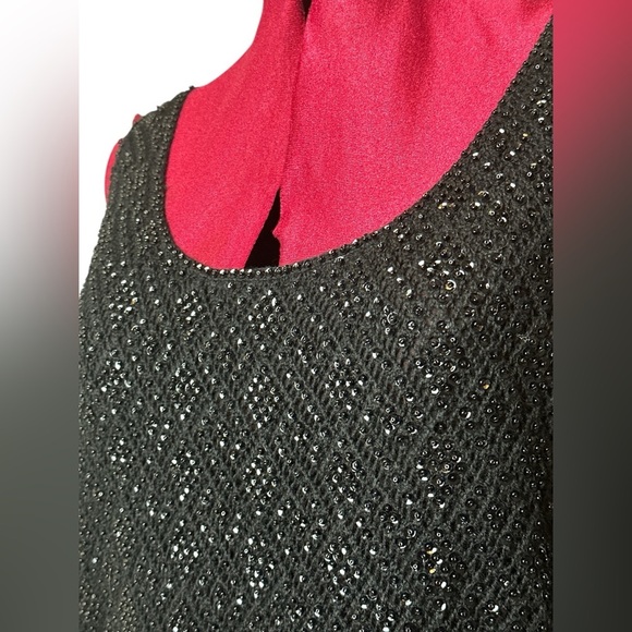 Vintage 100% wool knit scoop neck and back beaded loose fitting lined tank top - Picture 1 of 11